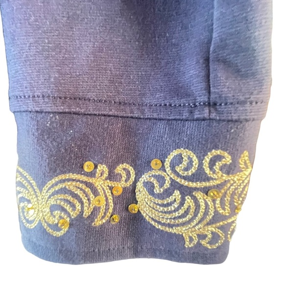 Drapers & Damons navy blue and gold sequined detailing‎ zip down jacket soft - Picture 5 of 9